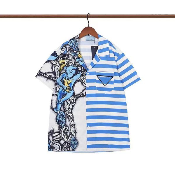 

aaa2023 luxury designer shirt men's fashion geometric printing bowling shirt hawaiian flower casual shirt men's slim fit short sle, White;black
