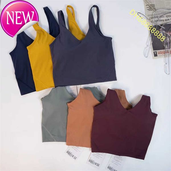 

yoga outfit lullu u-shaped bra beauty type back align tank gym clothes women casual running nude tight sports bra fitness beautiful underwe, Gray
