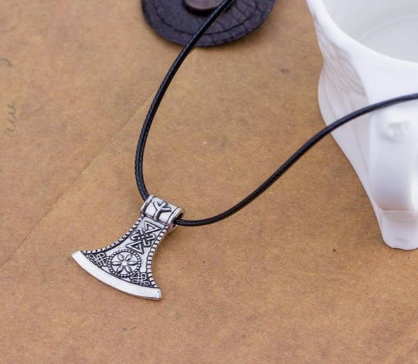 

trendy stylish nordic pirates viking axe pendant necklace whole vintage antique axe clavicular chain necklace men jewelry gift8707930, Silver