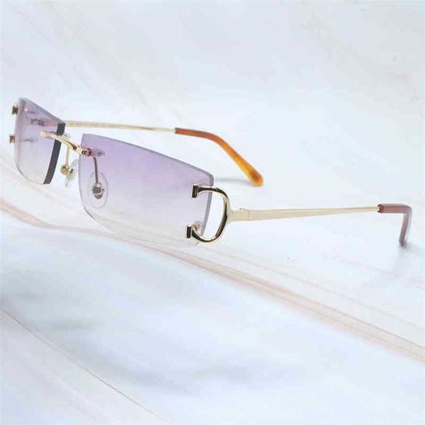 

2023 designer glasses new retro men women decoration fashion small square rimless classic color metal frame sunglasses, White;black
