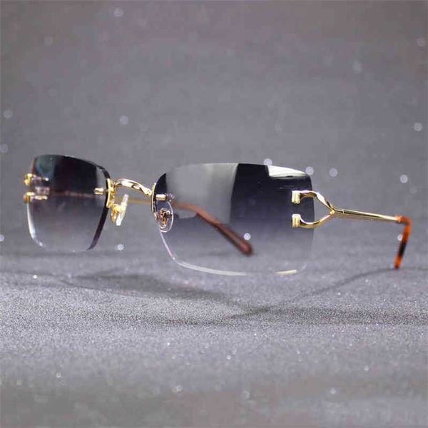 

2023 designer glasses new rimless for men and women luxury sunglasses frame with colorful lenses classic eyewear trendy gafas de sol, White;black