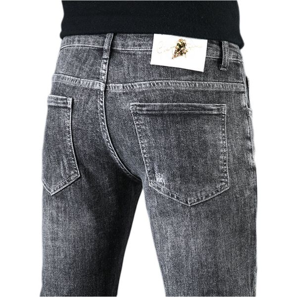 

men's jeans spring summer thin denim slim fit european american high-end brand small straight pants lx2266, Blue