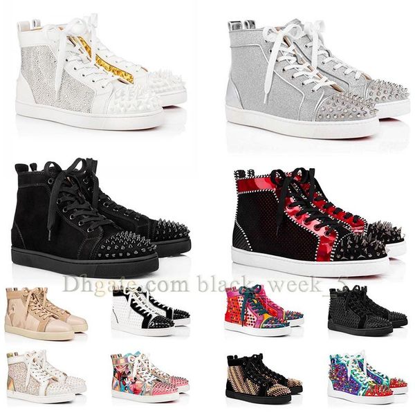 

famous red casual shoes mens womens bottoms sneakers platform vintage flat rivets shoe loafers glittering designer bottomed pump spike boots, Black