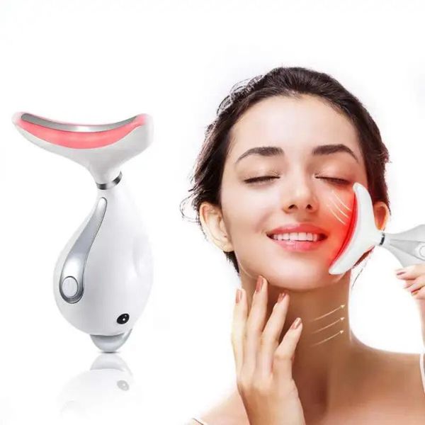 

2023 latest anti-wrinkle rf neck skin tightening neck face lift v-shaped firming heat anti aging wrinkle facial massager beauty toning devic