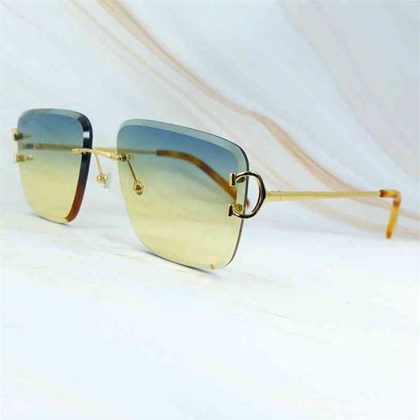 

2023 designer glasses new diamond cut men accessories luxury designer rimless classic sunglasses women vintage shades eyewear, White;black
