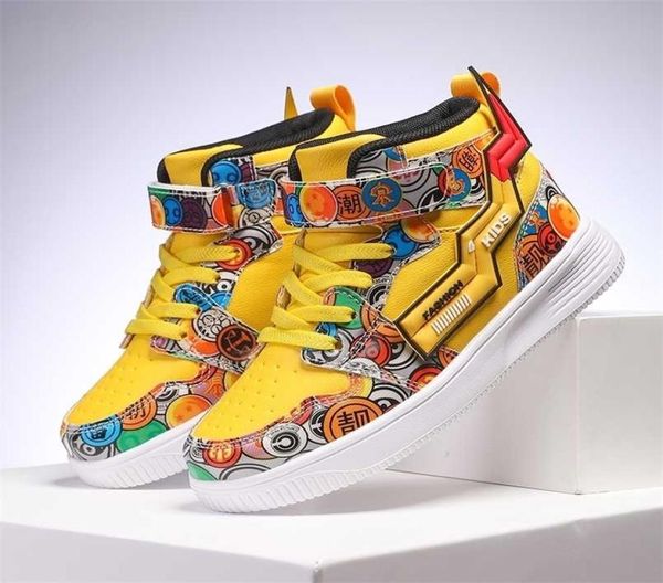 

high kids shoes casual children board sneakers cartoon boys school girls nonslip autumn waterproof outdoor sport shoe 2201259862956, Black