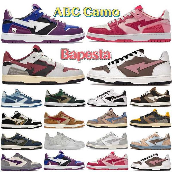 

bathing apes casual shoes nigo designer abc camo sk8 sta low lace up sneakers mens womens luxury fashion court sta shoe men leather 16th ann, Black