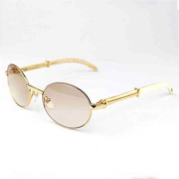 

2023 designer glasses model oval buffalo horn metal mens en sun glass women wood frame glasses shades sunglasses, White;black