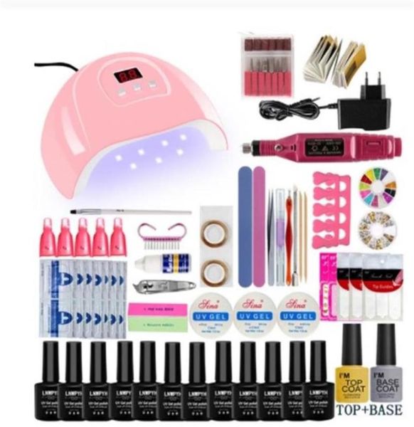 

nail set uv led lamp dryer with 12pcs gel polish kit soak off manicure tools electric drill for art tools2555300n4938317