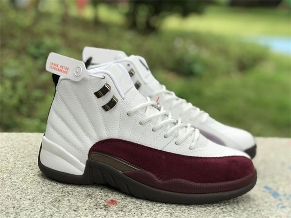 

basketball designer shoes jumpman 12 a ma maniere x wmns white burgundy crush casual lifestyle shoes with original box