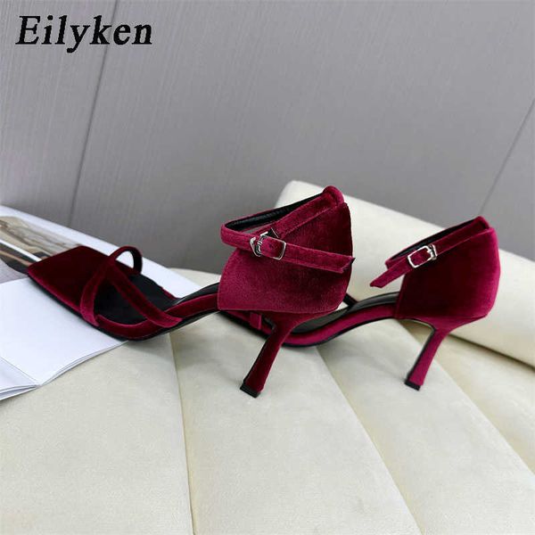 

summer corduroy sandals women high heel peep toe fashion party wedding narrow band ladies shoes zapatos de mujer 230306, Black