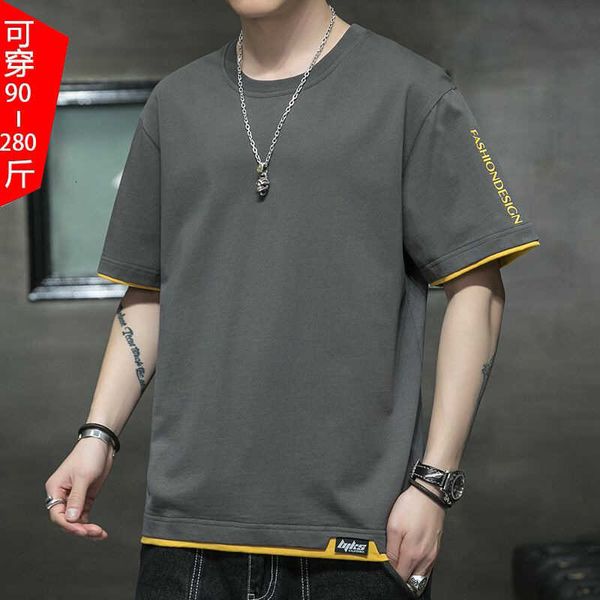 

men's t-shirt short pure cotton sleeved oversized clothing chubby and loose fitting new summer half coat trendy t, White;black