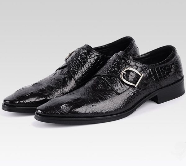

mens ankle boot high crocodile fashion business dress shoe lace up pointed toe low heel male formal footwear loafers for men17334122, Black