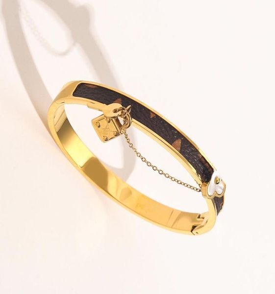 

new style bracelets women bangle luxury designer bracelet faux leather 18k gold plated stainless steel bracelet womens wedding jew1788647, Black