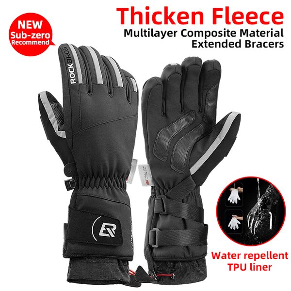 

ski gloves rockbros ski gloves motorcycle waterproof fleece thermal gloves snowboard snowmobile gloves men women winter snow bike gloves