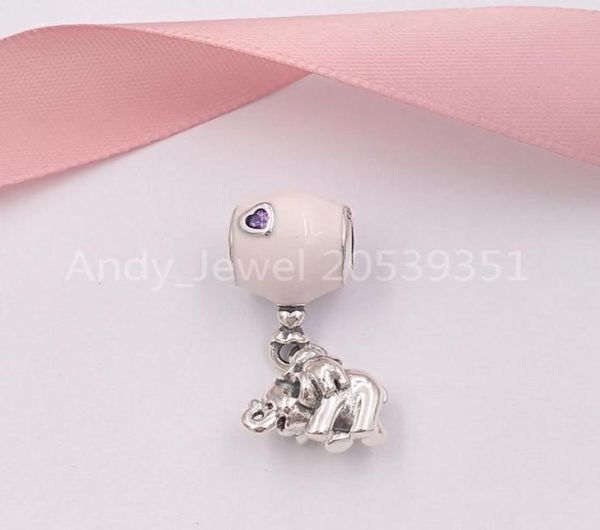 

andy jewel authentic 925 sterling silver beads elephant and pink balloon hanging charm charms fits european pandora style jewelry 8939822, Black