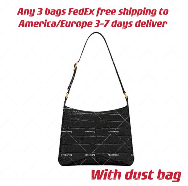 

woman xx small half moon bag black shiny crocodile embossed cowhide leather small lady designer vintage tote bags with making old gold hardw