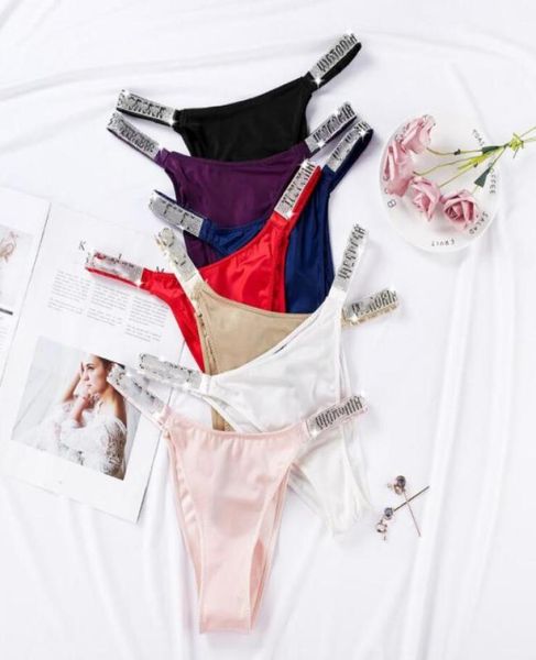 

rhinestone letters briefs panties strap thongs women039s buttocks comfortable breathable women underwear with english nam7016307, Red;black
