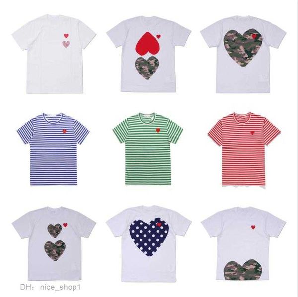 

sellers play fashion mens cdg t shirt designer red heart casual commes des s badge quanlity tshirts cotton embroidery short sleeve summer te, White;black