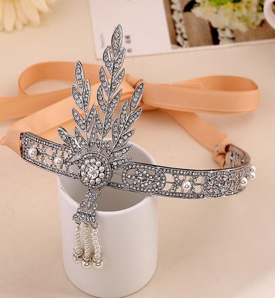

1920s flapper great gatsby hair jewelry wedding headband vintage hair accessories coroa noiva head chain6801138, Slivery;golden