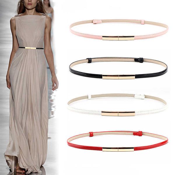 

belts adjustable elastic ladies dress waist belt slim leather women belt gold buckle black white blue skinny female belt pasek damski z0404, Black;brown