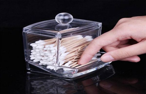 

storage box clear acrylic qtip holder box cotton swabs stick storage cosmetic makeup tools store case cyb413609142, Black;white