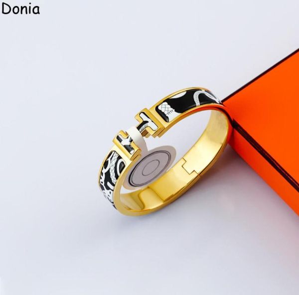 

donia jewelry luxury bangle european and american fashion classic enamel pattern letter titanium steel bracelet designer with box9093120, Black