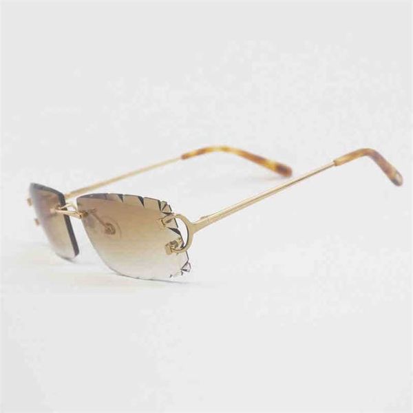 

2023 designer glasses new diamond cutting rimless c wire sunglasses men vintage women for summer clear glasses metal frame oculos gafas, White;black