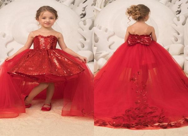 

lovely red ball gown flower girl dresses for weddings sheer jewel neck lace girls formal kids wear first communion gowns pageant p4006491, White;red