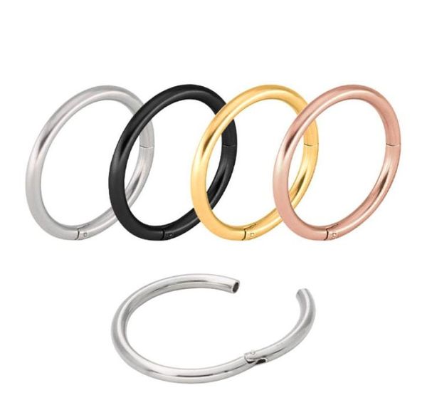 

segment ring nose hoop rings septum clicker nose piercing buckle round earrings body jewelry new stainless steel interface ear 14g5321023, Silver