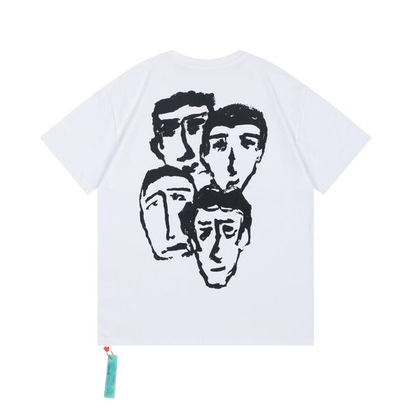 

cotton fabric designer tshirts men summer crew neck loose white tees classic brand facial print casual short sleeve breathable clothes, White;black