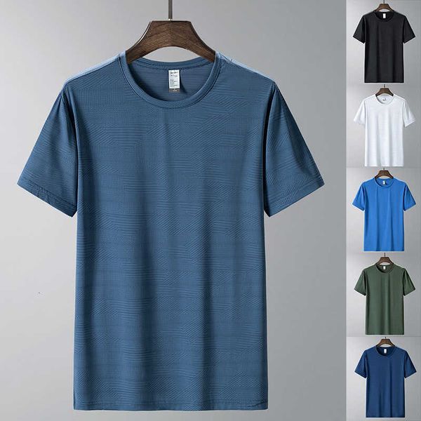 

men's t-shirt grain ice dark silk 2023 summer new for short sleeved large size quick drying elastic for half sleeve trend, White;black