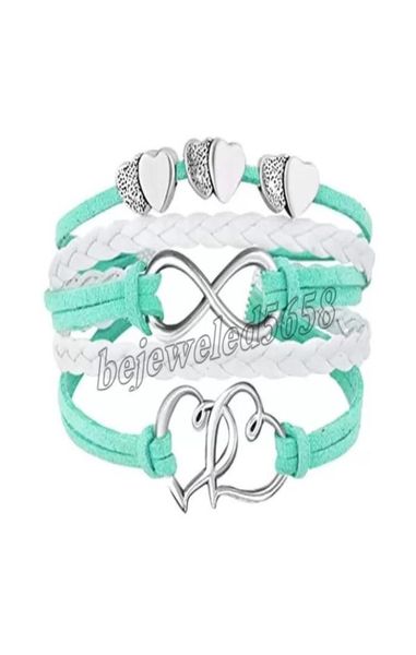 

infinity double heart charm bracelet weave leather wrap bracelets multilayer women fashion jewelry8522673, Golden;silver