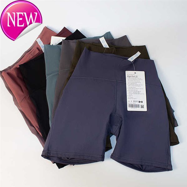 

lu-6149 womens shorts yoga outfit running slim pants exercise high waist fitness wear girls elastic skinny sportswearlu, Gray