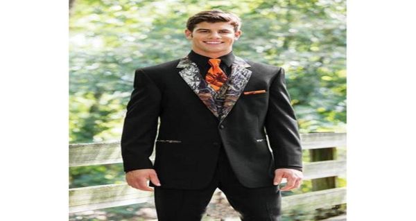

black groom suits two buttons notched lapel groomsmen suits men039s wedding country camo tuxedos jacketpantvest2394854, Black;gray