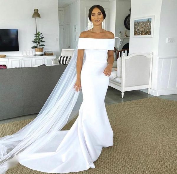 

white backless garden mermaid wedding dresses satin tulle strap vestidos de novia simple country bridal gowns3004862