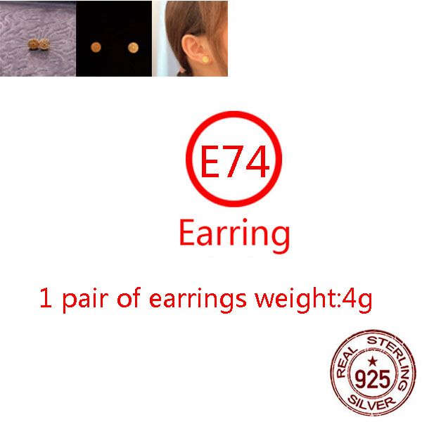 

e74 s925 pure silver ear studs personalized classic punk hip hop style gold plated cross flower earrings jewelry design gift for lovers, Golden
