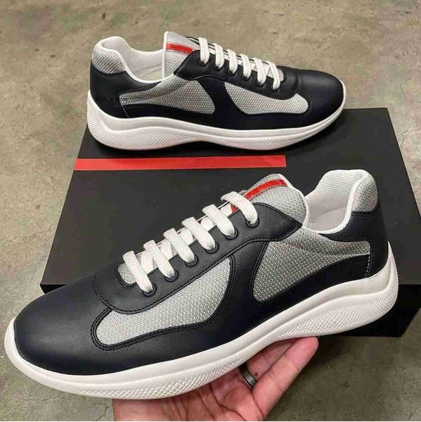 

23s/s men americas cup sneakers shoes leather technical fabric mens skateboard walking low runner sports outdoor trainers eu38-46, Black