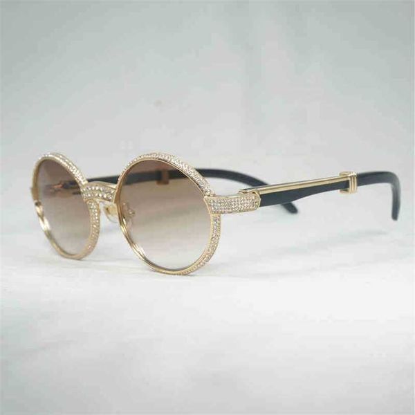 

2023 designer glasses new rhinestone sunglasses men natural buffalo horn for club driving tins wood oval gafas oculos glasses, White;black
