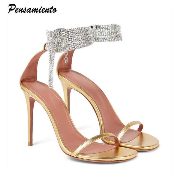 

slippers fashion brand women goldiator sandals shoes ankle strap rhinestone high heels summer female party dress pumps, Black