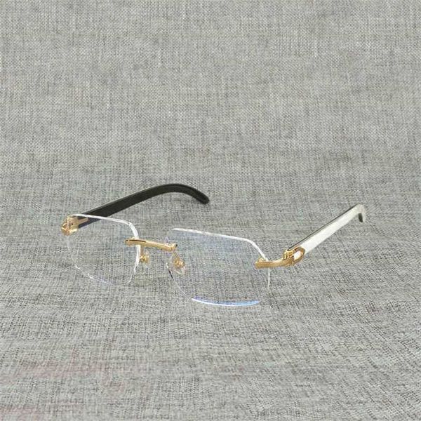 

2023 designer glasses natural wood square clear buffalo horn oversize rimless eyeglasses frame for men reading optical oval oculos glasses s, White;black