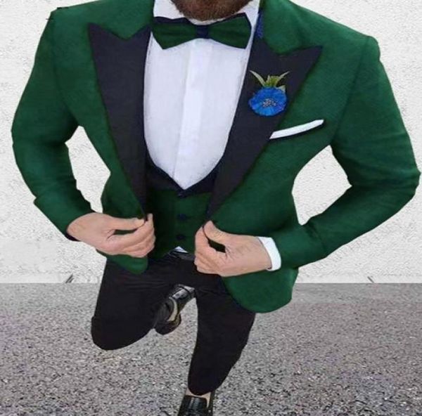 

brand new dark green groom tuxedos black lapel groomsmen mens wedding dress fashion man jacket blazer 3piece suitjacketpantsves1952898, Black;gray
