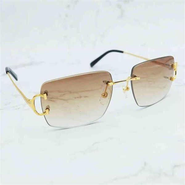 

2023 designer glasses model oversized rimless vintage sun glass men luxury women sunglass big square shades sunglasses, White;black