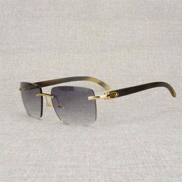 

2023 designer glasses model natural buffalo horn men rimless square eyeglasses women accessorie metal frame shades for outdoor oculos gafas, White;black