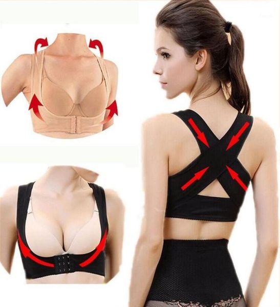 

adjustable women back brace support belt orthopedic back posture corrector rectify straightener body shaper adjuster belt14052868, Black;gray