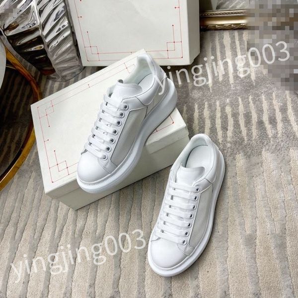 

designer calfskin casual shoes reflective sneakers vintage leather trainers fashion shoes lace-up women mens sneaker hl210611, Black