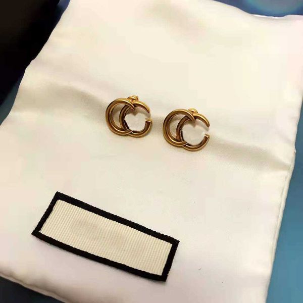 

designer earring brand designer classic style letter stud earrings aretes ladies fashion simple jewelry, Golden;silver