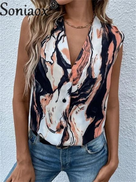 

women s t shirt fashion gothic style print button cardigan female elegant casual streetwear women sleeveless v neck summer tees 230404, White