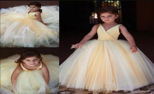 

new arrival princess yellow ball gown little girls pageant dresses v neck floor length puffy flower girl dress child birthday part4628096, White;red