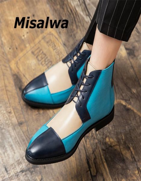 

3848 splicing oxford boots misalwa high pu leather trend casual shoe green brown british party fashion men boot vintage 2207204255399, Black
